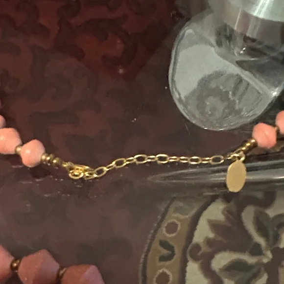 Peach Colored Beaded Paper Necklace Vintage - Picture 6 of 10